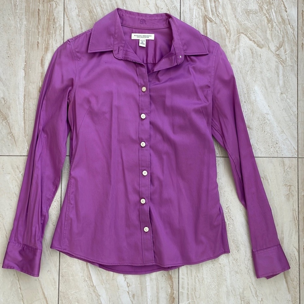 Purple button up work top